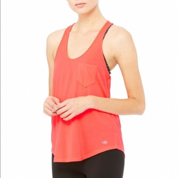 Alo Yoga Extreme Racer Neon Orange Volcano Tank S - Picture 1 of 7